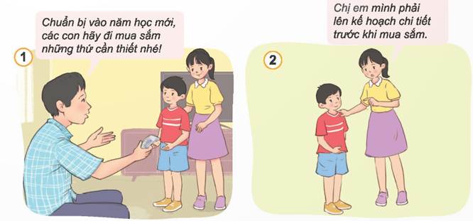 KHỞI ĐỘNGHãy chia sẻ với các bạn về việc em đã sử dụng tiền tiết kiệm của mình như thế nào. Giải chi tiết:Em sử dụng tiền tiết kiệm để mua đồ dùng học tập hoặc một số món quà sinh nhật tặng người thân, bạn bè. 1. KHÁM PHÁ CÁC BIỂU HIỆN CỦA VIỆC SỬ DỤNG TIỀN HỢP LÍQuan sát tranh và thực hiện yêu cầu:Nêu biểu hiện sử dụng tiền hợp lí của hai chị em trong các bức tranh trênKể thêm các biểu hiện khác của việc sử dụng tiền hợp líGiải chi tiết:- Biểu hiện sử dụng tiền hợp lí trong các bức tranh trên: + Tranh 1: Bố cho hai chị em tiền để đi mua sắm đồ dùng chuẩn bị năm học mới+ Tranh 2: Hai chị em lên kế hoạch chi tiết trước khi đi mua sắm+ Tranh 3: Hai chị em tìm được cửa hàng có giá cả hợp lí và chương trình khuyến mại+ Tranh 4: Em đòi mua giày nhưng người chị bảo phải ưu tiên mua sách vở, giấy bút trước vì đôi giày cũ của người em vẫn dùng được. + Tranh 5: Người em khuyên chị không nên mua 3 chiếc váy giống nhau chỉ vì nó được khuyến mại+ Tranh 6: Hai chị em vẫn còn dư ít tiền nên đã định xin bố cho nuôi lợn đất để tiết kiệm tiền. - Một số biểu hiện khác của việc sử dụng tiền hợp lí: + Không mua đồ chơi khi ở nhà vẫn còn nhiều+ Mua những thứ cần thiết trước. + Không tiêu tiền vào những mục đích vô bổ như chơi game, ăn uống đồ ăn độc hại,.. 2. KHÁM PHÁ Ý NGHĨA VÀ CÁCH SỬ DỤNG TIỀN HỢP LÍĐọc thông tin “Cô bé bán chè bưởi” và trả lời câu hỏi: Bạn Bống đã sử dụng tiền như thế nào? Em có nhận xét gì về cách sử dụng tiền của bạn? Việc sử dụng tiền hợp lí có tác dụng như thế nàoTheo em, vì sao chúng ta phải sử dụng tiền hợp lí. Giải chi tiết:- Bạn Bống đã sử dụng tiền theo cách: + Bạn chia tiền lãi trong kinh doanh thành 10 phần, phân bổ như sau: 5 phần vào nguồn vốn kinh doanh chè bưởi, 1 phần để gửi tiết kiệm, 1 phần để dành mua đồ đắt tiền (xe đạp điện), 1 phần cho giáo dục, 1 phần cho bản thân, 1 phần để làm từ thiện, cho gia đình. - Em thấy cách sử dụng tiền của Bống vô cùng hợp lí. Bằng cách phân chia như thế, bạn có thể chia đều cho các mục tiêu khác nhau, tránh tiêu lãng phí vào những việc không cần thiết. - Việc sử dụng tiền hợp lí có tác dụng: + Giúp Bống tạo được thu nhập, có tiền tiết kiệm, chi tiêu đáp ứng cho nhu cầu bàn thân+ Giúp đỡ bố mẹ, người thân và những người gặp khó khăn- Theo em, chúng ta phải sử dụng tiền hợp lí vì những lợi ích mà việc này mang lại: Đáp ứng nhu cầu cần thiết: Sử dụng tiền để mua những thứ chúng ta thực sự cần như thực phẩm, quần áo, sách giáo trình và đồ dùng học tập.Tiết kiệm và đầu tư: Sử dụng tiền một cách thông minh giúp chúng ta tiết kiệm để có thể đầu tư vào tương laiTránh lãng phí: Sử dụng tiền hợp lý giúp chúng ta tránh lãng phí bằng cách không mua những thứ không cần thiết hoặc không tốt cho sức khỏe và môi trường.Xây dựng thói quen thông minh: Bằng cách sử dụng tiền hợp lý, chúng ta hình thành được thói quen quản lý tài chính tốt từ khi còn nhỏ, giúp chúng ta trở thành người có khả năng tài chính tốt trong tương lai.Đảm bảo an toàn: Sử dụng tiền một cách hợp lý giúp chúng ta tránh rủi ro và không bị lừa đảo hoặc mất tiền một cách không cần thiết. LUYỆN TẬPCâu 1: Em đồng tình hay không đồng tình với ý kiến của bạn nào? Vì sao?a. Thuý cho rằng, mình mới là học sinh lớp 5, vì vậy việc bàn tới chuyện sử dụng tiền hợp lí là chưa cần thiếtb. Theo Bình, sử dụng tiền hợp lí là giúp mỗi người tiết kiệm tiền và có sẵn tiền để sử dụng khi cần thiếtc. Nga cho rằng, sử dụng tiền hợp lí là tôn trọng công sức của bố mẹ và người lao động d. Minh cho rằng, sử dụng tiền hợp lí giúp ta có tiền để giúp đỡ những người gặp khó khăn trong cuộc sống. e. Theo Yến, nếu giàu có thì cứ tiêu thoải mái, không cần phải tính toán, cân nhắcg. Lập cho rằng, nếu biết sử dụng tiền hợp lí, ta sẽ có tiền để chủ động thực hiện ước mơ của mình Giải chi tiết:a. Em không đồng tình với ý kiến của Thuý. Dù là học sinh lớp 5, việc hiểu và áp dụng việc sử dụng tiền hợp lý từ sớm sẽ giúp Thuý xây dựng thói quen tốt và quản lý tài chính tốt hơn trong tương lai.b. Em đồng tình với ý kiến của Bình. Sử dụng tiền hợp lý giúp tiết kiệm và có sẵn tiền khi cần thiết, giúp mỗi người hạn chế lãng phí và có đủ tiền để đáp ứng nhu cầu cần thiết.c. Em đồng tình với ý kiến của Nga. Sử dụng tiền hợp lý là tôn trọng công sức của bố mẹ và người lao động, bởi vì tiền được kiếm từ công việc của họ và sử dụng hợp lý giúp đảm bảo công sức đó không bị lãng phí.d. Em đồng tình với ý kiến của Minh. Sử dụng tiền hợp lý giúp ta có khả năng giúp đỡ những người gặp khó khăn trong cuộc sống, đó là một cách thể hiện lòng nhân ái và tạo ra sự hỗ trợ xã hội.e. Em không đồng tình với ý kiến của Yến. Dù giàu có, việc sử dụng tiền hợp lý vẫn rất quan trọng để tránh lãng phí và đảm bảo tài sản được bảo vệ và tăng giá trị.g. Em đồng tình với ý kiến của Lập. Biết sử dụng tiền hợp lý giúp ta có tiền để chủ động thực hiện ước mơ và mục tiêu của mình, tạo ra sự tự do và độc lập trong cuộc sống. Câu 2: Phân loại nhóm những hành vi nên làm và không nên làm để sử dụng tiền hợp lía. Mua những thứ mình thíchb. Chỉ mua những thứ mình thực sự cầnc. Mua đồ vừa đủ dùngd. Mua hàng còn trong hạn sử dụnge. Lựa chọn món hàng có giá cả hợp lí.g. Lên kế hoạch trước khi mua sắmh. Mua thật nhiều đồ ăn giảm giá để tích trữi. Mua đồ phù hợp với điều kiện tài chính của bản thânGiải chi tiết:Nhóm hành vi nên làm để sử dụng tiền hợp lí:b. Chỉ mua những thứ mình thực sự cần.c. Mua đồ vừa đủ dùng.d. Mua hàng còn trong hạn sử dụng.e. Lựa chọn món hàng có giá cả hợp lí.g. Lên kế hoạch trước khi mua sắm.i. Mua đồ phù hợp với điều kiện tài chính của bản thân.Nhóm hành vi không nên làm để sử dụng tiền hợp lí:a. Mua những thứ mình thích mà không cân nhắc cần thiết.h. Mua thật nhiều đồ ăn giảm giá để tích trữ, mà không cần thiết và có thể dẫn đến lãng phí tiền và thực phẩm. Câu 3: Em hãy nhận xét về việc sử dụng tiền của các bạn trong những trường hợp dưới đây. a. Sau Tết nguyên đán, bạn Phụng đã dùng hết số tiền mừng tuổi để mua kem mời các bạn. Bạn Toàn bỏ hết số tiền đó vào lợn đất. Bạn Vân đưa số tiền đó nhờ mẹ mua thêm gà về nuôi để cuối năm bán lấy tiền mua sách vở, quần áo. Bạn Thảo lại chia số tiền đó làm nhiều phần: 50% nuôi lợn đất, 30% mua đồ dùng học tập, 10% mua quà tặng sinh nhật bố, 10% giúp đỡ một bạn trong lớp gặp khó khăn. b. Cả nhóm rủ nhau đi mua quà sinh nhật tặng Liên. Cô bán hàng nói, phải mất thêm 10 000 đồng để gói quà. Hằng nói với các bạn: “Nhà tớ cũng có giấy gói và hộp đựng quà rất đẹp. Tiện đường, chúng mình mang qua nhà tớ gói, tiết kiệm được 10000 đồng”. Triều gạt đi: “Thôi, tưởng tiết kiệm được nhiều chứ 10000 đồng thì bõ bèn gì”. Quang bảo “10000 đồng thì cũng quý, nhưng theo tớ thì không cần phải gói đâu, cứ tặng thế này cũng được”. Giải chi tiết:a. Nhận xét về việc sử dụng tiền của các bạn trong trường hợp này:- Bạn Phụng đã sử dụng hết số tiền mừng tuổi để mua kem mời các bạn. Việc này có thể được coi là một hành động đáng yêu và hào phóng, nhưng cần cân nhắc để không tiêu quá mức và đảm bảo tiền vẫn còn dư để sử dụng cho các nhu cầu khác.- Bạn Toàn đã bỏ hết số tiền mừng tuổi vào lợn đất. Điều này có thể được xem là một cách đầu tư hoặc tích góp tiền, nhưng cũng cần lưu ý để không đặt quá nhiều tiền vào một khoản đầu tư duy nhất và đảm bảo tính linh hoạt của tiền.- Bạn Vân đã đưa số tiền mừng tuổi nhờ mẹ mua thêm gà về nuôi để cuối năm bán lấy tiền mua sách vở, quần áo. Điều này thể hiện sự sáng suốt trong việc sử dụng tiền và lên kế hoạch cho tương lai.- Bạn Thảo đã chia số tiền mừng tuổi thành nhiều phần khác nhau để sử dụng cho nhiều mục đích khác nhau. Điều này thể hiện sự tỉnh táo trong việc phân chia và sử dụng tiền một cách hợp lí, bao gồm việc giúp đỡ người khác gặp khó khăn.b. Nhận xét về việc sử dụng tiền của nhóm bạn trong trường hợp này:- Đề nghị của Hằng vô cùng hợp lí, vừa có thể tiết kiệm chi phí, vừa có món quà đẹp đẽ và tử tế để tặng bạn- Trong trường hợp này, không nên lãng phí giống như Triều, cũng không nên tặng quà mà không gói giống như ý kiến của Quang. Câu 4: Em sẽ làm gì nếu ở trong những tình huống dưới đây? a. Do có thành tích cao trong hội thi văn nghệ nên bố mẹ thưởng cho em một ít tiền. Một số bạn gợi ý em dùng hết số tiền đó để chiêu đãi các bạnb. Món đồ mà em yêu thích được giảm giá. Nhưng nếu mua nó, em phải dùng hết số tiền mà em đang cóc. Em đã tiết kiệm được một khoản tiền đủ để mua chiếc xe đạp mà mình hằng mơ ước. Chị của em lại khuyên nên nhờ bố gửi số tiền đó vào ngân hàng để lấy lãid. Em rất thích một bộ sách khoa học nhưng chưa đủ tiền. Bạn em hứa sẽ cho em vay tiền để mua. Giải chi tiết:a. Trong tình huống này, em có thể xem xét các gợi ý từ bạn bè và cân nhắc cách sử dụng tiền một cách hợp lí. Thay vì dùng hết số tiền để chiêu đãi bạn bè, em có thể xem xét việc sử dụng một phần để mua những thứ em cần thiết hoặc tiết kiệm lại cho tương lai.b. Trước khi quyết định mua món đồ yêu thích, em nên xem xét tình hình tài chính của mình. Nếu việc mua món đồ này sẽ làm cho em không còn tiền để chi tiêu cho các nhu cầu khác quan trọng, em có thể xem xét lựa chọn tiết kiệm tiền lại hoặc đợi đến khi có đủ tiền để mua mà không gây ảnh hưởng đáng kể đến tài chính cá nhân.c. Khi đã tiết kiệm được một khoản tiền đủ để mua chiếc xe đạp mà em mong muốn, em có thể xem xét ý kiến của chị mình. Nhờ bố gửi số tiền vào ngân hàng để lấy lãi có thể là một cách tăng thêm giá trị cho số tiền đã tiết kiệm. Tuy nhiên, em cũng cần xem xét các mục tiêu của mình và xem xét sự linh hoạt và khả năng rút tiền trong trường hợp cần thiết.d. Trước khi vay tiền từ bạn em để mua bộ sách khoa học, em cần xem xét khả năng trả tiền và các điều khoản của việc vay mượn. Nếu em tin tưởng và có khả năng trả nợ đúng hẹn, và việc mua sách đó mang lại giá trị và hài lòng cho em, em có thể xem xét lựa chọn vay tiền từ bạn em. Tuy nhiên, em cũng cần nhớ rằng việc mượn tiền là một trách nhiệm và cần được quản lý một cách cẩn thận để tránh gây mất quan hệ bạn bè. Câu 5: Em sẽ khuyên bạn điều gìa. Na nhịn ăn sáng để lấy tiền mua món đồ mình yêu thíchb. Nam dùng hết tiền tiết kiệm để mua một con robotc. Mặc dù có tiền nhưng Dung không dám dùng tiền để mua bất kì thứ gì mình thíchd. Tuy hoàn cảnh khó khăn nhưng Thanh vẫn đòi mẹ mua cho một chiếc máy tính bỏ túi mặc dù máy tính cũ vẫn dùng đượcGiải chi tiết:a. Em khuyên Na không nên nhịn ăn sáng để lấy tiền mua món đồ yêu thích. Sức khỏe luôn quan trọng hơn và việc nhịn ăn có thể gây hại cho cơ thể. Thay vào đó, Na có thể tìm cách tiết kiệm tiền từ các khoản chi tiêu khác hoặc đợi đến khi có đủ tiền mà không phải hy sinh sức khỏe.b. Em khuyên Nam nên xem xét kỹ trước khi dùng hết tiền tiết kiệm để mua một con robot. Việc mua một món đồ chơi không phải là việc quá cần thiết. c. Em khuyên Dung mua một thứ mình thích. Tuy nhiên, Dung cũng cần xem xét các yếu tố khác như tính cần thiết và khả năng chi tiêu hợp lý để đảm bảo việc mua sắm không làm ảnh hưởng đến tình hình tài chính cá nhân.d. Em khuyên Thanh hiểu và chia sẻ với mẹ về hoàn cảnh khó khăn của gia đình. Thanh nên thương lượng và hiểu rằng mẹ có thể không đủ khả năng tài chính để mua cho một chiếc máy tính bỏ túi mới ngay lúc này. Thay vào đó, Thanh có thể tìm cách sử dụng máy tính cũ hiện có cho đến khi tình hình tài chính cải thiện và có thể mua được máy tính mới trong tương lai. VẬN DỤNG