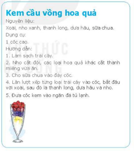 KHỞI ĐỘNGHoạt động: Hai điều tích cực và một điều mong muốn thay đổi Những góp ý hữu ích có thể giúp chúng ta thực hiện công việc tốt hơn.Hình 28 là nội dung hướng dẫn cách làm kem được trình bày bằng phần mềm soạn thảo văn bản. Em hãy góp ý về hình thức của văn bản này bằng cách chỉ ra hai điều tích cực và một điều em mong muốn thay đổi.Giải chi tiết:Hai điều tích cực:Tên loại kem trình bày nổi bật, rõ ràng Không bị sai chính tả Điều em mong muốn thay đổi: Làm nổi bật các tiêu đề: Nguyên liệu, dụng cụ, hướng dẫn 1. ĐỊNH DẠNG KÍ TỰ VÀ BỐ TRÍ HÌNH ẢNH TRONG VĂN BẢNCâu hỏi: Để định dạng cho tiêu đề Kem cầu vồng hoa quả trong Hình 28, em sẽ chọn các lệnh nào trong các lệnh ở Hình 31? Giải chi tiết:Em sẽ chọn lệnh: Phông chữ, Cỡ chữ, Kiểu chữ (đậm), Màu chữ (Xanh nước biển)  LUYỆN TẬP