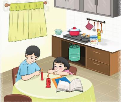 CHÀO CỜ: TỰ BẢO VỆ BẢN THÂN- Giao lưu với cảnh sát phòng cháy, chữa cháy và cứu nạn, cứu hộ- Diễn tập một số động tác thoát hiểm khi có hỏa hoạn theo hướng dẫnGợi ý:- Giao lưu cảnh sát phòng cháy, chữa cháy và cứu nạn, cứu hộ- Diễn tập một số động tác thoát hiểm khi có hỏa hoạn theo hướng dẫn: HOẠT ĐỘNG GIÁO DỤC: NGUYÊN NHÂN VÀ CÁCH PHÒNG CHỐNG HỎA HOẠN1. Tìm hiểu nguyên nhân gây hỏa hoạn- Quan sát và truy tìm nguồn lửa trong hình bên:+ Tìm những nơi có khả năng tạo ra nguồn lửa+ Chỉ ra những đồ vật dễ cháy, dễ bắt lửa ở gần nguồn lửa.- Liệt kê những nguyên nhân dẫn đến hỏa hoạn.Gợi ý:- Nguồn lửa có trong các hình bên là:+ Nơi có khả năng tạo ra nguồn lửa: Bếp ga, bình ga, ngọn nến+ Những đồ vật dễ cháy, dễ bắt lửa: sách vở, vải, rèm cửa sổ, tủ gỗ,…- Những nguyên nhân dẫn đến hỏa hoạn gồm:+ Rò rỉ bình ga+ Không cẩn thận khi sử dụng thiết bị điện+ Để vật dễ cháy gần nguồn lửa+ …….. 2. Xác định cách phòng chống hỏa hoạn- Lựa chọn một nội dung để thảo luận về cách phòng chống hỏa hoạn- Xác định dấu hiệu nhận biết có hỏa hoạn.Gợi ý:- Cách phòng chống hỏa hoạn là:+ Sắp xếp các chất dễ cháy, chất dẫn nhiệt, dễ bắt lửa,… tránh xa các nguồn lửa+ Phòng chống hỏa hoạn đối với các thiết bị điện trong gia đình+ Khóa kĩ bình ga khi không sử dụng+ Không sử dụng nhiều thiết phụ điện cùng một lúc trong một ổ cắm điện…- Những dấu hiệu nhận biết có hỏa hoạn:+ Không khí có mùi khét+ Có khói xuất hiện+ Có tiếng hô hoán hoặc tiếng chuông báo động cháy+ Có tiếng nổ lớn từ bình ga hoặc các thiết bị điện …3. Luyện tập một số kĩ năng thoát hiểm khi gặp hỏa hoạn- Xác định đường thoát hiểm tối ưu- Dùng khăn hoặc các vật dụng bằng vải được nhúng nước để che mũi, che đầu.- Đi lom khom hoặc bò sát mặt đất khi có khói.Gợi ý:- Xác định đường thoát hiểm tối ưu- Dùng khăn hoặc các vật dụng bằng vải được nhúng nước để che mũi, che đầu.- Đi lom khom hoặc bò sát mặt đất khi có khói. SINH HOẠT LỚP: THỰC HÀNH THOÁT HIỂM