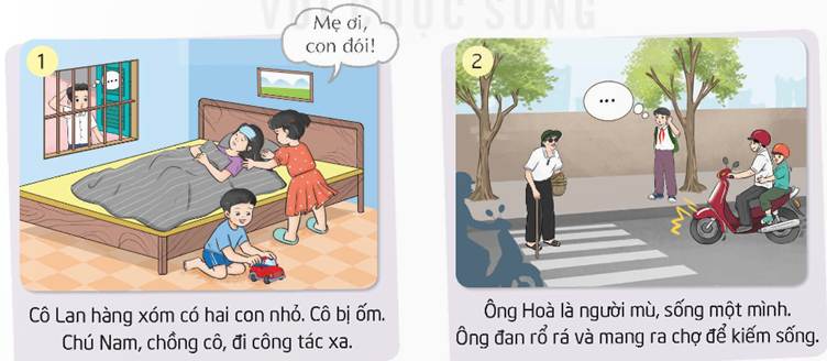 CHÀO CỜ: GƯƠNG NGƯỜI TỐT, VIỆC TỐT- Tham gia biểu diễn văn nghệ về chủ đề “Người tốt, việc tốt”- Chia sẻ cảm xúc về những tấm gương người tốt, việc tốt.Gợi ý:- Cảm xúc về tấm gương người tốt việc tốt: Cảm thấy khâm phục và quý trọng những tấm gương đó. Họ đã luôn đặt lợi ích của người khác, của xã hội lên trên hết. Họ sống, làm việc luôn hết mình. Đó là những tấm gương sáng cho em cũng như các bạn cần phải noi theo và học hỏi. HOẠT ĐỘNG GIÁO DỤC: THÂN THIỆN VỚI NGƯỜI XUNG QUANH1. Nhận diện về mối quan hệ thân thiện với những người xung quanh- Chia sẻ về mối quan hệ thân thiện của em với những người xung quanh- Xác định những người em cần thiết lập quan hệ thân thiện- Thảo luận những việc nên làm để thiết lập quan hệ thân thiện với những người xung quanh- Lựa chọn những việc nên làm để thiết lập quan hệ thân thiệnGợi ý:- Mối quan hệ thân thiện của em với những người xung quanh như bạn bè, thầy cô, hàng xóm, anh em họ hàng… đều đang tốt đẹp.- Những người em cần thiết lập quan hệ thân thiện gồm: + Hàng xóm, người dân khu vực mình sinh sống+ Bạn bè, thầy cô, nhân viên trong trường+ Anh em, họ hàng hai bên nội ngoại.+ ………………- Những việc nên làm để thiết lập quan hệ thân thiện với những người xung quanh:+ Chia sẻ đồng cảm+ Giúp đỡ, hỗ trợ khi cần thiết+ Cùng tham gia các hoạt động chung+ ……………… 2. Thực hành thiết lập quan hệ thân thiện với những người xung quanh- Sắm vai thể hiện cách ứng xử phù hợp để thiết lập quan hệ trong những tình huống dưới đây:- Thảo luận và nhận xét về cách ứng xử đã thể hiện để thiết lập quan hệ thân thiện.Gợi ý:- Tình huống 1: Vào hỏi thăm sức khỏe của cô. Có thể nhờ mẹ nấu cho cô Lan một bát cháo, cùng với một ít đồ ăn cho hai em nhỏ.- Tình huống 2: Những lúc rảnh rỗi em sẽ sang phụ ông một số công việc vặt trong nhà. Ngoài ra, em còn giới thiệu các sản phẩm của ông Hòa tới bạn bè, người thân và những cả người bạn trên mạng xã hội để giúp ông bán hàng nhiều hơn và nhanh hơn.- Tình huống 3: Kính trọng, lễ phép với cô, tạo cuộc giao lưu nhanh để cô và trò hiểu nhau nhiều hơn. Trong quá trình học tập, hỗ trợ và giúp đỡ cô khi cô cần.- Tình huống 4: Chủ động bắt chuyện, làm quen với bạn. Tạo cơ hội cho bạn được gặp gỡ, nói chuyện với nhiều bạn hơn để bạn không cảm thấy cô độc. SINH HOẠT LỚP: ĐÁNH GIÁ VIỆC THAM GIA HOẠT ĐỘNG XÃ HỘI