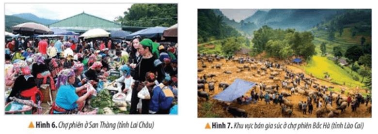KHỞI ĐỘNGCâu hỏi: Hình dưới đây giúp em biết điều gì về văn hóa của dân tộc mông ở Mai Châu, tỉnh Hòa Bình? Hãy nêu hiểu biết của em về một số nét văn hóa ở vùng Trung du và miền núi Bắc Bộ. Giải chi tiết:- Bức hình thể hiện một lối sống văn hóa cùng nhau tụ tập giao lưu, nhảy múa vào những dịp lễ hội lớn.Một nét văn hóa có từ lâu đời và vẫn còn lưu giữ đến thế hệ ngày nay- Lễ hội Gầu Tào là lễ hội lớn nhất và có quy mô cộng đồng duy nhất, gắn với đời sống tâm linh, tinh thần của cộng đồng người Mông. Lễ hội tổ chức vào tháng Giêng hàng năm, nhưng việc chuẩn bị được tiến hành từ cuối tháng Chạp, với hai nghi lễ là chặt tre và dựng nêu. Người Mông thường tổ chức lễ hội Gầu Tào để tạ ơn thần linh vì đã ban cho họ con cái, sức khỏe, mùa màng bội thu,…- Hiểu biết của em về một số nét văn hoá ở vùng Trung du và miền núi Bắc Bộ:+ Vùng Trung du và miền núi Bắc Bộ nổi tiếng với lễ hội Gầu tào, lễ hội Lồng tồng,.... các lễ hội được tổ chức nhằm cầu cho mọi người có một năm khỏe mạnh, nhiều may mắn, mùa màng bội thu,...+ Chợ phiên của ở vùng Trung du và miền núi Bắc Bộ thường họp vào những ngày nhất định; hàng hóa tại đây phần lớn là những sản phẩm của người dân địa phương.+ Người dân vùng Trung du và miền núi Bắc Bộ có nhiều điệu múa, hát đặc sắc, như: hát then, múa xòe,…KHÁM PHÁ1. LỄ HỘICâu hỏi: Đọc thông tin và quan sát các hình 2, 3, em hãy:- Kể tên một số lễ hội tiêu biểu ở vùng Trung du và miền núi Bắc Bộ.- Mô tả một lễ hội mà em ấn tượng nhất.Giải chi tiết:Một số lễ hội tiêu biểu như: Gầu Tào, Lồng Tồng,Đền Hùng…Lễ hội em ấn tượng nhất là lễ hội Gầu Tào của người dân tộc Mông, được tổ chức vào đầu năm, tại nơi bằng phẳng, rộng rãi. Sau phần nghi lễ là nhưn gx hoạt động vui chơi như: múa khèn, đấu gậy…2. NÉT MÚA DÂN GIANCâu hỏi: Đọc thông tin và quan sát các hình 4, 5 em hãy: - Giới thiệu nét cơ bản về hát Then, múa Xòe Thái của các dân tộc ở vùng Trung du và miền Núi Bắc Bộ.- Cho biết các loại hình nghệ thuật đó phản ánh điều gì? Giải chi tiết:- Nét cơ bản về hát Then: là một loại hình âm nhạc dân gian của dân tộc Tày, Nùng.. được tổ chức vào dịp lễ quan trọng. Với mong muốn được gặp nhiều điều may mắn và cuộc sống tốt lành. Múa xòe: là truyền thống múa của người Thái, được biểu diễn vào các dịp lễ tết. - Các loại hình nghệ thuật đều phản ánh nét đẹp lâu đời của mỗi vùng, mỗi dân tộc khác nhau. 3. CHỢ PHIÊN VÙNG CAOCâu hỏi: Đọc thông tin và quan sát các hình 6,7, em hãy mô tả cánh chợ phiên ở vùng Trung du và miền núi Bắc Bộ Giải chi tiết:- Cánh chợ phiên ở vùng Trung du và miền núi Bắc Bộ thường được họp vào những ngày nhất định. Hàng hóa phần lớn là của người dân địa phương đem ra chợ bán.LUYỆN TẬPCâu hỏi: Vẽ sơ đồ tư duy thể hiện một số nét văn hóa nổi bật ở vùng Trung du và miền núi Bắc Bộ theo (gợi ý dưới đây).Giải chi tiết:VẬN DỤNG