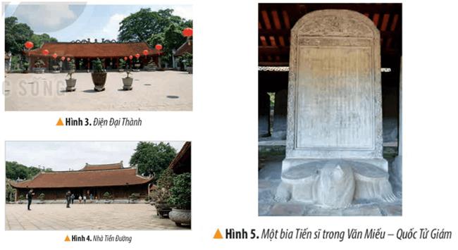 KHỞI ĐỘNGCâu hỏi: Năm 1999, Khuê Văn Các trong khu di tích Văn Miếu- Quốc Tử Giám được chọn là biểu tượng của Thủ đô Hà Nội. Chia sẻ hiểu biết của em về công trình kiến trúc nàyGiải chi tiết:Khuê Văn Các được xây dựng năm 1805, là một trong 5 cổng chia khu vực nội tự của Văn Miếu - Quốc Tử Giám thành 5 lớp không gian khác nhau. Cổng Khuê Văn Các thuộc lớp không gian thứ hai - khu Thành Đạt, nằm giữa cổng Đại Trung và Đại Thành.KHÁM PHÁ1. TÌM HIỂU VỀ VĂN MIẾU- QUỐC TỬ GIÁMCâu 1: Xác định vị trí của một số công trình kiến trúc tiêu biểu trong khu di tích Văn Miếu- Quốc Tử Giám trên sơ đồ hình 2.Giải chi tiết:Vị trí của một số công trình kiến trúc tiêu biểu: - Cổng văn miếu đượcnxây dựng phía ngoài cùng tiếp đến là Khuê Văn Các tiếp theo là các Bia tiến sĩ vào trong là khu Đại Thành và cuố cùng là Khu Thái Học nằm sâu bên trong thành - Quốc Tử Giám nằm sau Văn Miếu, là khu Thái Học gồm nhà Hậu Đường. Đây là nơi học tập của các hoàng tử, con gia đình quý tộc, quan lại và những người giỏi trong nước. Câu 2: Đọc thông tin và quan sát các hình từ 3 đến 5, em hãy:- Mô tả kiến trúc, chức năng của một trong những công trình : Văn Miếu, Quốc Tử Giám, Bia Tiến sĩ.- Nêu ý nghĩa của việc ghi danh những người đỗ Tiến sĩ ở Văn Miếu- Quốc Tử Giám.Giải chi tiết:- Bia tiến sĩ: Nơi đây ghi danh 1.307 vị Tiến sĩ của 82 khoa thi từ triều Lê (từ khoa thi 1442 đến thời Nguyễn). Bia Tiến Sĩ được chạm khắc tinh xảo bằng loại đá xanh trên lưng rùa tượng trưng cho sự biết ơn, tôn trọng tới các bậc kì tài của đất nước. Khu thứ tư trong nội tự Văn Miếu Quốc Tử Giám là là sân Đại bái. Trước đây nơi này thờ bài vị của 72 học trò xuất sắc của Khổng tử và thầy giáo nổi tiếng Chu Văn An. - Ý nghĩa của việc ghi danh những người đỗ Tiến sĩ: nhằm khuyến khích tinh thần hiếu học trong nhân dân.2. GIỮ GÌN VÀ PHÁT HUY GIÁ TRỊ CỦA VĂN MIẾU- QUỐC TỬ GIÁMCâu 1: Đọc thông tin và quan sát hình 6,7 em hãy kể tên một số hoạt động được tổ chức ở Văn Miếu- Quốc Tử Giám nhằm tôn vinh truyền thống hiếu học của dân tộc. Giải chi tiết:Một số hoạt động được tổ chức ở Văn Miếu - Quốc Tử Giám:+ Học sinh tham gia cuộc thi trạng nguyện+ Học sinh tham quan, học tập tại Văn Miếu,..Câu 2: Theo em, cần làm gì để giữ gìn và phát huy giá trị di tích Văn Miếu - Quốc Tử Giám?Giải chi tiết:Để giữ gìn và phát huy giá trị văn hóa truyền thống, cần chú trọng bảo tồn, tu bổ, tuyên truyền, quảng bá về khu di tích Văn Miếu- Quốc Tử giám.LUYỆN TẬPCâu 1: Lập và hoàn thiện bảng (theo gợi ý dưới đây) về các công trình tiêu biểu của di tích Văn Miếu - Quốc Tử Giám.Giải chi tiết:Tên công trìnhChức năngVăn MiếuNơi thờ Khổng Tử và các học trò của ôngQuốc Tử GiámNơi thờ Khổng Tử và các học trò của ôngNhà bia Tiến sĩGhi danh nhân tàiCâu 2: Đề xuất một số việc nên làm và không nên làm để góp phần gìn giữ và phát huy giá trị của Văn Miếu- Quốc Tử Giám.Giải chi tiết:Một số việc nên làm và không nên làm để góp phần gìn giữ và phát huy giá trị của Văn Miếu - Quốc Tử Giám.Nên làm: Tu dưỡng, sửa chữa bảo tồn khu di tích, tuyên truyền, quảng bá khu di tíchKhông nên làm: Vứt rác bừa bãi, phá hoải di sản,…VẬN DỤNG