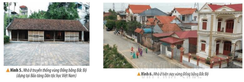 KHỞI ĐỘNGCâu hỏi: Quan sát bức tranh dưới dây và dựa vào hiểu biết của em, hãy giới thiệu một số nét văn hóa ở vùng Đồng bằng Bắc Bộ:Giải chi tiết:- Nét văn hóa tiêu biểu: Cần cù lao động, chịu khó làm lụng. Hình ảnh của người nông dân luôn gắn liền với đồng ruộng. Tích cực tham gia lao động sản xuất phát triển nông nghiệp địa phương.KHÁM PHÁ1. LÀNG QUÊ TRUYỀN THỐNGCâu hỏi: Đọc thông tin và quan sát các hình từ 2 đến 4, em hãy mô tả một số nét văn hóa nổi bật của làng quê truyền thống vùng Đồng bằng Bắc Bộ.Giải chi tiết:Một số nét văn hóa nổi bật của làng quê truyền thống: thường có lũy tre xanh, cổng làng, cây đa, giếng nước, sân đình. Một số làng còn có đền, chùa, miếu.2. NHÀ ỞCâu hỏi: Đọc thông tin và quan sát hình 5,6, em hãy:- Mô tả nét chính về nhà ở truyền thống của người dân vùng Đồng bằng Bắc Bộ.- Cho biết nhà ở hiện nay của người dân vùng Đồng bằng Bắc Bộ có điểm gì khác với nhà ở truyền thống? Giải chi tiết:- Nhà ở truyền thống của người dân thường là những ngôi nhà được đắp bằng đất, hoặc xây bằng gạch, mái lợp lá hoặc ngói. Nhà thường có ba gian.- Nhà ở hiên nay người dân có sự thay đổi theop hướng hiện đại và tiên nghi hơn.3. LỄ HỘICâu hỏi: Đọc thông tin và quan sát các hình 7,8 em hãy:- Kể tên một số lễ hội tiêu biểu ở vùng Đồng bằng Bắc Bộ- Giới thiệu một số nét chính về lễ hội truyền thống ở vùng Đồng bằng Bắc Bộ.Giải chi tiết:- Một số lễ hội tiêu biểu như: hội Lim. hội chùa Hương, hội Gióng,..- Nét chính: Người dân mặc trang phục truyền thống, tổ chức tế lễ và nhiều hoạt động tổ chức vui chơi, giải trí như kéo co, đánh đu,..LUYỆN TẬPCâu hỏi: Lập và hoàn thành bảng theo gợi ý dưới đây về một số nét văn hóa tiêu biểu của làng quê vùng Đồng bằng Bắc BộGiải chi tiết:Một số nét văn hoáĐặc điểmLàng quê truyền thống- Ở các làng quê truyền thống Bắc Bộ thường có luỹ tre xanh, cổng làng, cây đa, giếng nước, sân đình.- Một số làng còn có đền, chùa, miếu,...Nhà ởNgày xưa thường xây bằng đất, gạch lợp bằng lá ngói. Ngày nay thường theo hướng hiện đại hóaLễ hộiCó nhiều lễ hội lớn , người dân thường mặc trang phục truyền thống.VẬN DỤNG