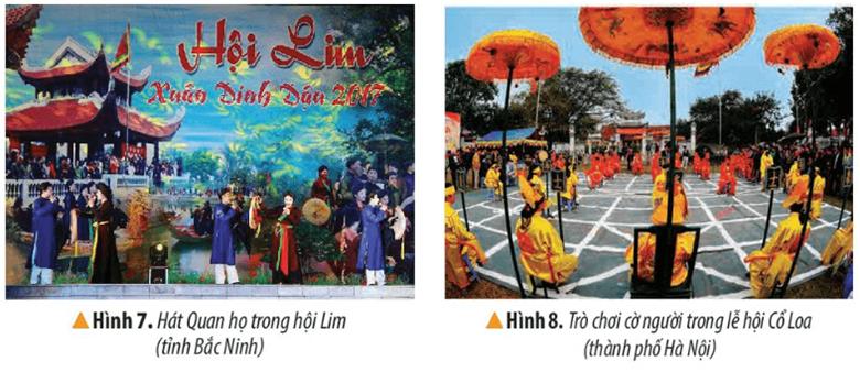 KHỞI ĐỘNGCâu hỏi: Quan sát bức tranh dưới dây và dựa vào hiểu biết của em, hãy giới thiệu một số nét văn hóa ở vùng Đồng bằng Bắc Bộ:Giải chi tiết:- Nét văn hóa tiêu biểu: Cần cù lao động, chịu khó làm lụng. Hình ảnh của người nông dân luôn gắn liền với đồng ruộng. Tích cực tham gia lao động sản xuất phát triển nông nghiệp địa phương.KHÁM PHÁ1. LÀNG QUÊ TRUYỀN THỐNGCâu hỏi: Đọc thông tin và quan sát các hình từ 2 đến 4, em hãy mô tả một số nét văn hóa nổi bật của làng quê truyền thống vùng Đồng bằng Bắc Bộ.Giải chi tiết:Một số nét văn hóa nổi bật của làng quê truyền thống: thường có lũy tre xanh, cổng làng, cây đa, giếng nước, sân đình. Một số làng còn có đền, chùa, miếu.2. NHÀ ỞCâu hỏi: Đọc thông tin và quan sát hình 5,6, em hãy:- Mô tả nét chính về nhà ở truyền thống của người dân vùng Đồng bằng Bắc Bộ.- Cho biết nhà ở hiện nay của người dân vùng Đồng bằng Bắc Bộ có điểm gì khác với nhà ở truyền thống? Giải chi tiết:- Nhà ở truyền thống của người dân thường là những ngôi nhà được đắp bằng đất, hoặc xây bằng gạch, mái lợp lá hoặc ngói. Nhà thường có ba gian.- Nhà ở hiên nay người dân có sự thay đổi theop hướng hiện đại và tiên nghi hơn.3. LỄ HỘICâu hỏi: Đọc thông tin và quan sát các hình 7,8 em hãy:- Kể tên một số lễ hội tiêu biểu ở vùng Đồng bằng Bắc Bộ- Giới thiệu một số nét chính về lễ hội truyền thống ở vùng Đồng bằng Bắc Bộ.Giải chi tiết:- Một số lễ hội tiêu biểu như: hội Lim. hội chùa Hương, hội Gióng,..- Nét chính: Người dân mặc trang phục truyền thống, tổ chức tế lễ và nhiều hoạt động tổ chức vui chơi, giải trí như kéo co, đánh đu,..LUYỆN TẬPCâu hỏi: Lập và hoàn thành bảng theo gợi ý dưới đây về một số nét văn hóa tiêu biểu của làng quê vùng Đồng bằng Bắc BộGiải chi tiết:Một số nét văn hoáĐặc điểmLàng quê truyền thống- Ở các làng quê truyền thống Bắc Bộ thường có luỹ tre xanh, cổng làng, cây đa, giếng nước, sân đình.- Một số làng còn có đền, chùa, miếu,...Nhà ởNgày xưa thường xây bằng đất, gạch lợp bằng lá ngói. Ngày nay thường theo hướng hiện đại hóaLễ hộiCó nhiều lễ hội lớn , người dân thường mặc trang phục truyền thống.VẬN DỤNG