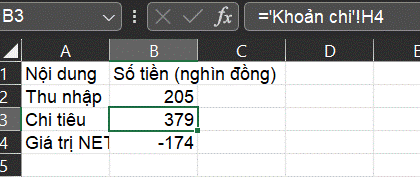 1. THẾ GIỚI KĨ THUẬT SỐHoạt động 1: Quan sát hình 13a.1 và Hình 13a.2, em thấy các khoản thu và chi đã được tính tổng số tiền (Tại ô H7 và H11). Để cân đối thu, chi, trang tính Tổng hợp được bổ sung vào bảng tính hình 13.31. Em hãy chỉ ra mối liên hệ về dữ liệu của trang tính Tổng hợp ở Hình 13a.3 với hai trang tính Thu nhập và Chi tiêu ở Hình 13a.1 và Hình 13a.22. Trong trang tính tổng hợp, công  thức để tính tổng thu nhập ở ô B14 là gì? Công thức để tính tổng số tiền chi tiêu ở ô B15 là gì?Giải chi tiết:Mối liên hệ: Dữ liệu trang tính Tổng hợp được lấy từ hai trang tính Thu nhập và Chi tiêuÔ B14: = ‘Thu nhập’!H7Ô B15: = ‘Chi tiêu’!H11 Câu hỏi 1: Hình 13a.4 là công thức lấy tổng tiền thu nhập từ trang tính thu nhập đưa vào trang tổng hợp. Hãy ghép mỗi cụm từ Địa chỉ ô, Tên trang tính, dấu chấm than vào vị trí tương ứng sao cho phù hợpGiải chi tiết:(1). Tên trang tính(2). Dấu chấm than(3). Địa chỉ ô Câu hỏi 2: Trong một bảng tính có chứa nhiều trang tính, nếu công thức tham chiếu đến địa chỉ ở một trang tính khác, thì địa chỉ đó gồm những thành phần gì?Giải chi tiết:Thành phần:- Tên trang tính- Dấu chấm than- Địa chỉ ô 2. THỰC HÀNH: HOÀN THIỆN BẢNG TÍNH QUẢN LÍ TÀI CHÍNH GIA ĐÌNHHọc sinh tự thực hành theo hướng dẫn sách giáo khoa LUYỆN TẬPEm hãy bổ sung một số dòng dữ liệu thu, của gia đình vào cả hai trang tính thu nhập và chi tiêu. Hãy sửa lại các công thức ở trang tính thu nhập và chi tiêu để công thức đúng với vùng dữ liệu mới sau khi bổ sung dữ liệu. Quan sát để thấy dữ liệu đã được cập nhật tự động vào trang tính Tổng hợp, Từ Giá trị NET trên trang tính tổng hợp, em hãy đánh giá tình hình tài chính hiện tại của gia đình và đề xuất những điều chỉnh chi tiêu sao cho phù hợp.Giải chi tiết:Học sinh thêm các dữ kiện vào:- NET = thu – chi- Nếu NET < 0: chi tiêu vượt thu: cần chi tiêu ít hơn- Nếu NET = 0: chi tiêu bằng thu: đủ dùng, không có tiết kiệm- Nếu NET > 0: chi tiêu ít hơn thu: có khoản tiết kiệm VẬN DỤNG