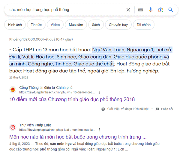 MỞ ĐẦU:Để chuẩn bị cho việc tiếp tục học tập sau khi kết thúc bậc THCS, em cần tìm hiểu thông tin để giải quyết vấn đề lựa chọn môi trường học tập và xu hướng nghề nghiệp trong tương lai, phù hợp với năng lực và nguyện vọng của em.Theo em, làm thế nào để tìm kiếm được thông tin giúp giải quyết vấn đề chọn trường và đánh giá được chất lượng thông tin mà em đã tìm được?Giải chi tiết:Để tìm kiếm thông tin giúp giải quyết vấn đề chọn trường và đánh giá chất lượng thông tin, em có thể thực hiện các bước sau đây:1. Tìm hiểu trường học: Nghiên cứu về các trường học và chương trình học mà em quan tâm, xem xét vị trí, cơ sở vật chất, chất lượng giảng dạy và phản hồi từ cộng đồng.2. Tìm hiểu ngành nghề: Khám phá các ngành nghề mà em quan tâm thông qua tìm hiểu về yêu cầu công việc, xu hướng phát triển và cơ hội việc làm trong tương lai.3. Sử dụng nguồn thông tin đáng tin cậy: Tìm kiếm thông tin từ các nguồn đáng tin cậy như trang web chính thức của trường, báo cáo và thống kê từ các cơ quan chính phủ, diễn đàn học tập và nghề nghiệp. Hãy đảm bảo kiểm tra và xác thực thông tin từ nhiều nguồn khác nhau để đánh giá chất lượng và tính khách quan.4. Tư vấn từ người có kinh nghiệm: Tìm kiếm sự tư vấn từ giáo viên, sinh viên đang học trong ngành, cựu sinh viên và người đã có kinh nghiệm trong lĩnh vực em quan tâm. Họ có thể cung cấp thông tin và gợi ý hữu ích về trường học và ngành nghề.LUYỆN TẬPEm hãy thực hành tìm kiếm thông tin trên internet để biết về các môn học dạy ở bậc THPT. Dựa vào các thông tin tìm được, em hãy dự kiến môn học mà em thích ở bậc THPTGiải chi tiết:Gợi ý: Để tìm kiếm thông tin trên internet về các môn học dạy ở bậc THPT ta gõ tìm như sau: “Các môn dạy học ở trung học phổ thông”- Môn học em yêu thích là môn toán. VẬN DỤNG