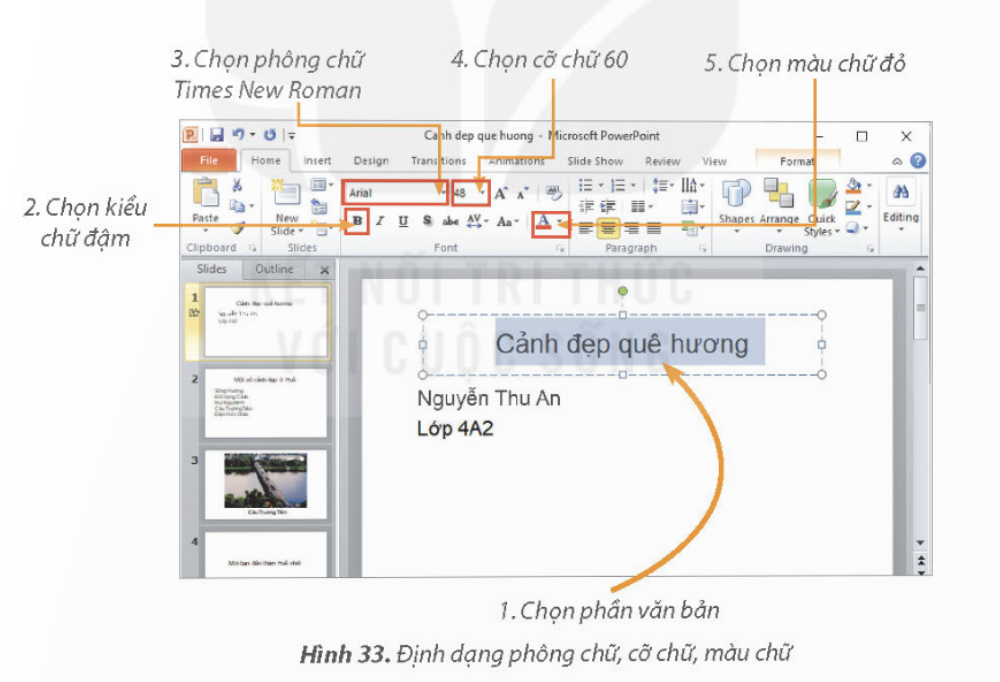 KHỞI ĐỘNGSo sánh hai trang chiếuAn và Khoa tạo trang đầu tiên của bài trình chiếu  Cảnh đẹp quê hương