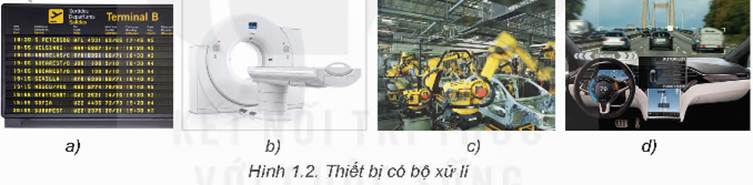 1. THẾ GIỚI KĨ THUẬT SỐHoạt động 1: Tìm hiểu tivi kĩ thuật sốHầu hết ti vi được sử dụng hiện nay là ti vi kĩ thuật số ( Hình 1.1). Em hãy tìm hiểu và cho biết:1. Thông tin đầu vào nào được ti vi tiếp nhận từ bộ điều khiển?2. Ti vi thể hiện sự thay đổi ở đầu ra như thế nào?3. Ti vi có thực hiện thao tác xử lý thông tin không?Giải chi tiết:1. Các thao tác tăng/ giảm âm lượng, tăng/ giảm độ sáng màn hình, chuyển kênh,…2. Các thể hiện tương ứng: âm lượng được thay đổi, độ sáng màn hình thay đổi, kênh được chuyển,…3. Có. Tivi xử lý một số thông tin như độ phân giải hình ảnh, âm thanh, dữ liệu từ usb, thẻ nhớ, CD,… Câu hỏi 1: Em hãy ghép mỗi cụm từ ô tô lái tự động, máy chụp cắt lớp, bảng điện tử, rô-bốt lắp ráp với một thiết bị có gắn bộ xử lý trong hình 1.2Giải chi tiết:- Oto lái tự động – d.- Máy chụp cắt lớp – b.- Bảng điện tử - b. - Rô-bốt lắp ráp – c. Câu hỏi 2: Những thiết bị trong hình 1.2 thường xuất hiện ở nơi nào trong thực tế?Giải chi tiết:Bảng điện tử: biển quảng cáo, biển báo hiệu,...Máy chụp cắt lớp: các nhà máy muốn kiểm tra linh kiện bên trong máy móc, chụp cắt lớp các ngồi nhàRô-bốt lắp ráp: trong các nhà máy, công xưởng tự độngOto lái tự động: các nước phát triển, trong các bộ phim 2. ỨNG DỤNG THỰC TẾ CỦA MÁY TÍNH TRONG KHOA HỌC KĨ THUẬT VÀ ĐỜI SỐNGHoạt động 2: Máy tính thật là cần thiếtEm hãy nêu một số khả năng của máy tính mà nhờ đó máy tính có thể hộ trợ con người một cách đắc lực trong cuộc sốngGiải chi tiết:Con người có thể viết mail thay vì viết thư tayGiúp chúng ta trích lọc thông tinMáy tính giúp chúng ta lưu trữ các thông tinMáy tính giúp chúng ta giải trí bằng cách: xem phim, đọc sách, chơi game,… 3. TÁC ĐỘNG CỦA CÔNG NGHỆ THÔNG TIN LÊN GIÁO DỤC VÀ XÃ HỘIHoạt động 3: Tác động của công nghệ thông tinEm hãy kể một số ví dụ cho thấy tác động của công nghệ thông tin lên giáo dục và xã hộiGiải chi tiết:Tích cựcTiêu cựcĐem đến cho chúng ta nhiều thông tinBao gồm cả tích cực lẫn tiêu cực, cần biết chọn lọcGiúp mọi người kết nối với nhau thông qua mạng xã hộiCần tiếp xúc nói chuyện trực tiếp với nhau nhiều, tránh lạm dụngGiải trí: các trò chơi trên mạng, xem phim, nghe nhạc…Có thể tốn quá nhiều thời gian nên cần hạn chế Câu hỏi: Em hãy:Kể một ứng dụng của công nghệ mà em thường xuyên xử dụngNêu những tác động tích cực của ứng dụng đó và cách em sử dụng nó hàng ngàyGiải chi tiết:a)- Ứng dụng thường xuyên xử dụng: facebook, zalo, google, gmail, freefire, liên quân, team, zoom,…b)- Facebook, zalo, gmail: giúp em có thể liên lạc, trao đổi bài học với thầy cô, bạn bè. Liên lạc với người thân, kết bạn với bạn mới trên khắp nơi trên thế giới,… . Em lướt mạng xã hôi khoảng 20 phút một ngày- Team, zoom: giúp em tham gia các buổi học online, tham gia làm bài nhóm cùng các bạn,…Em thường dùng vào buổi tối để trao đổi bài với các bạn- Liên quân, freefire: giúp em giải trí sau những giờ học căng thẳng… LUYỆN TẬPCâu 1: Hãy tưởng tượng các hoạt động xung quanh….Giải chi tiết: Theo em nghĩ, khi một ngày các bộ xử lý biến mất và các bộ xử lý không hoạt động nữa thì khi đó cuộc sống như bị ngừng trệ. Bóng đèn, các máy móc không hoạt động, những thiết bị tự động tự do hoạt động theo ý muốn của mình khiến cho xã hội trở nên lộn xộn và nguy hiểm. Những người ở xa không còn có thể liên lạc nhanh chóng với nhau,… Câu 2: Em hãy kể một ví dụ về kiến thức, kĩ năng hoặc nội dung thú vị, có nghĩa mà em học được từ nguồn thông tin trên Internet.Giải chi tiết: Nhờ internet mà em đã học được làm bánh chưng từ video hướng dẫn em sưu tầm trên youtube, nhờ đó mà từ giờ cứ đến tết là em có thể cùng gia đình ngồi gói bánh chưng rồi VẬN DỤNG