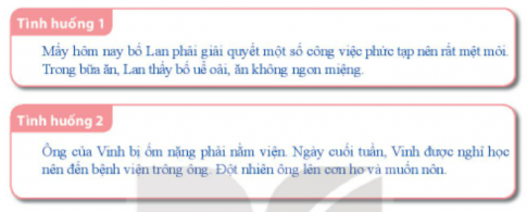 Hoạt động 1: Chia sẻ về kĩ năng chăm sóc người thân khi bị mệt, ốm