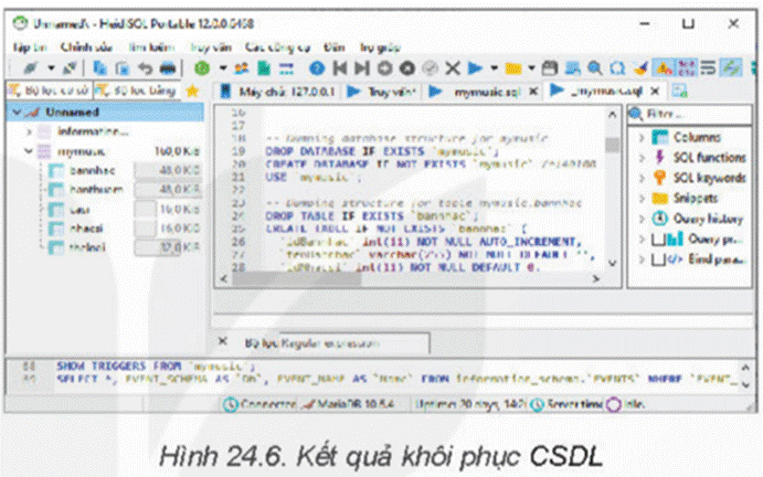 I. NHIỆM VỤ 1. THỰC HÀNH SAO LƯU CSDL