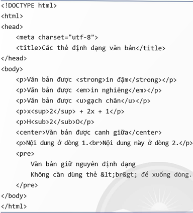 1. Các thẻ định dạng cơ bản