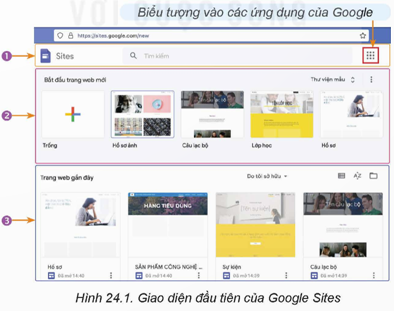 Nhiệm vụ 1. Làm quen với giao diện đầu tiên của Google Sites