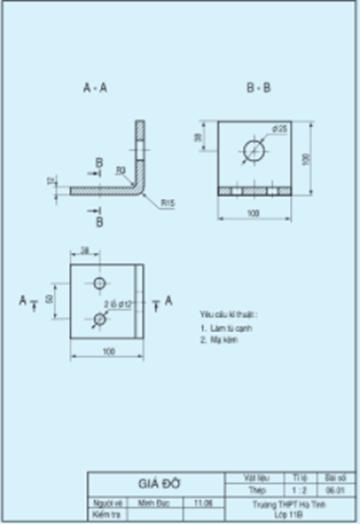 BÀI 14: BẢN VẼ CƠ KHÍ (13 CÂU)
