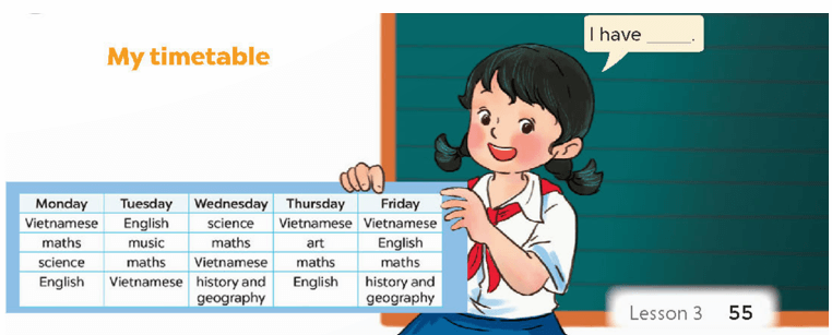 UNIT 7: OUR TIMETABLE